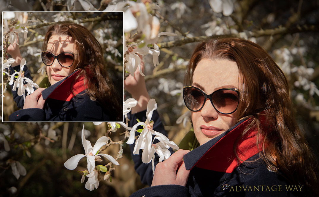 Portrait of a woman in magnolias by Advantageway